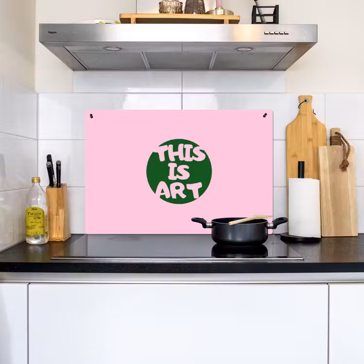 This is art - Tekst - Cirkel - Groen Inductie beschemer met haakjes klein -sfeer2