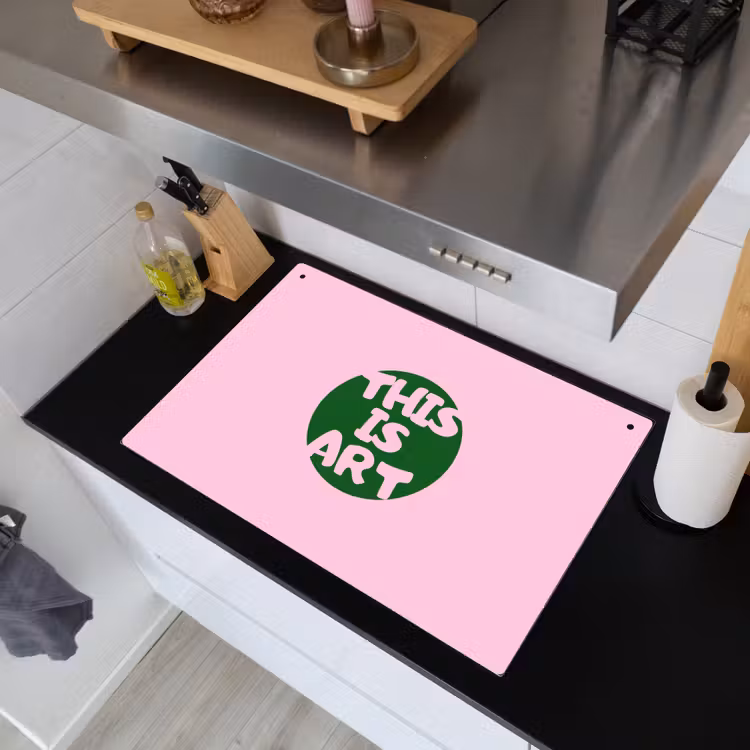 This is art - Tekst - Cirkel - Groen Inductie beschemer met haakjes klein -sfeer1