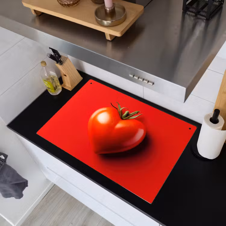 Tomaat - Rood - Hart Inductie beschemer met haakjes klein -sfeer1