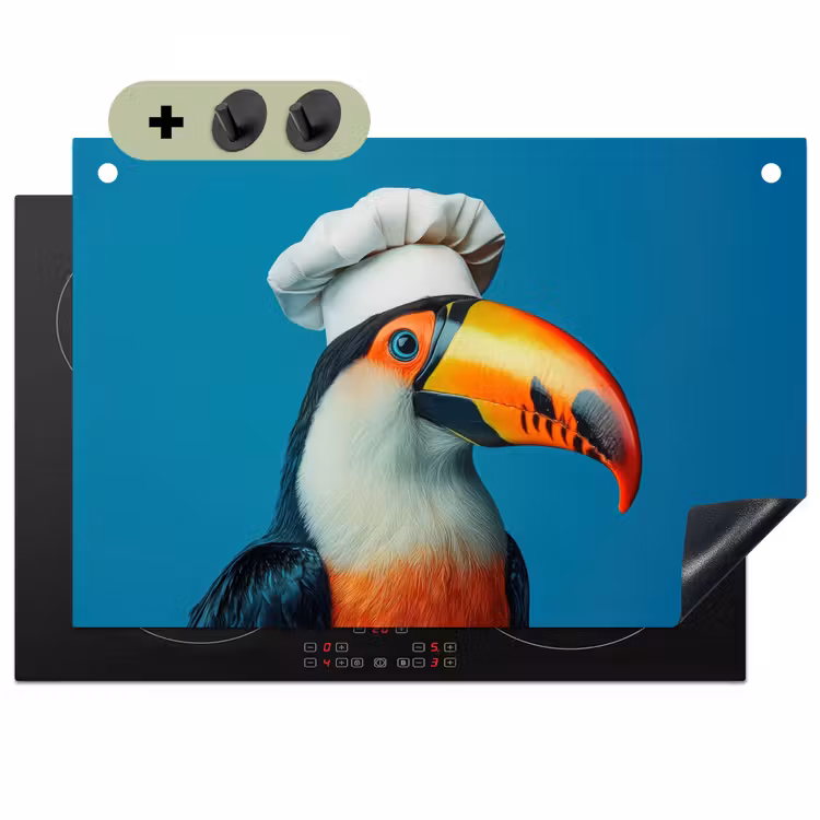 Toekan - Papegaai - Vogel - Koksmuts Inductie beschemer met haakjes klein -3d
