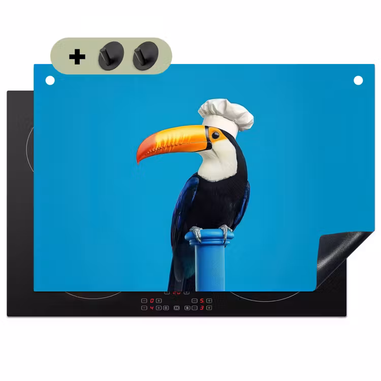 Tucan - Sokkel - Vogel - Koksmuts Inductie beschemer met haakjes klein -3d