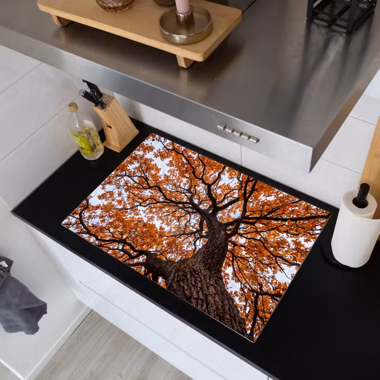Boom - Bladerdak - Herfst - Oranje - Sfeervol Inductie beschemer met haakjes klein -sfeer1