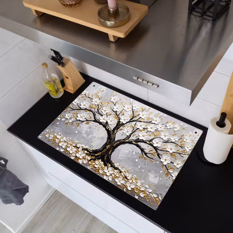 Boom - Bloemen - Natuur - Abstract - Wit Inductie beschemer met haakjes klein -sfeer1
