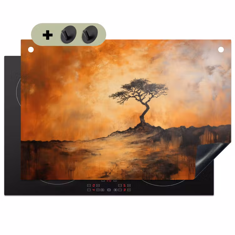 Boom - Landschap - Oranje Inductie beschemer met haakjes klein -3d