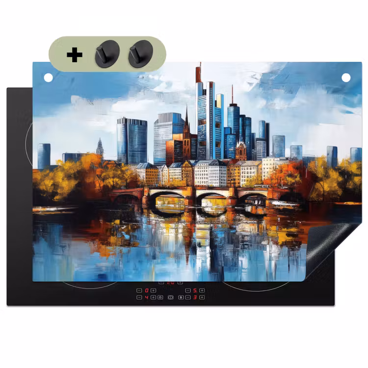 Bomen Frankfurt- Stad - Skyline - Brug Inductie beschemer met haakjes klein -3d