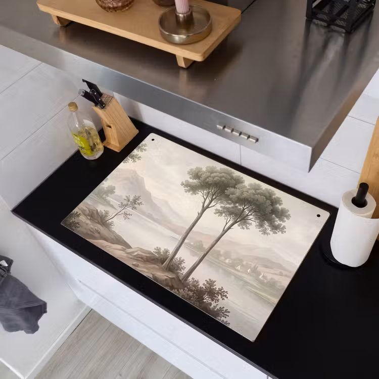 Bomen - Meer - Bergen - Illustratie Inductie beschemer met haakjes klein -sfeer1
