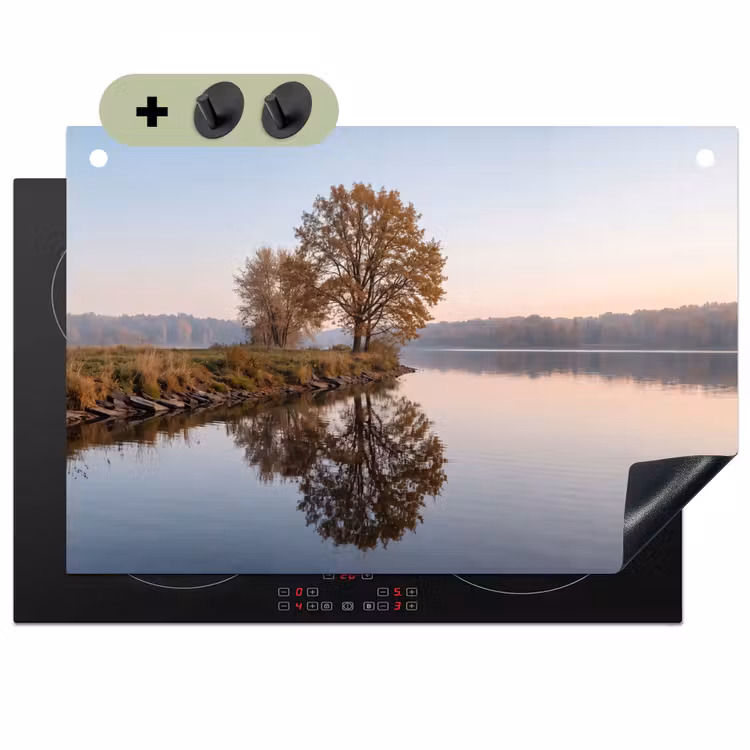 Bomen - Reflectie - Water - Zonsopgang - Serene Inductie beschemer met haakjes klein -3d