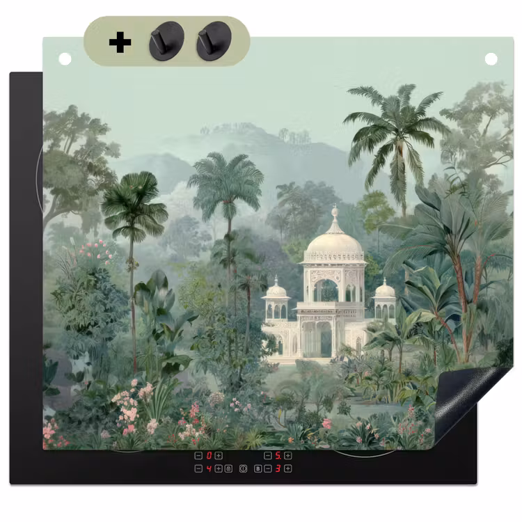 Tropische tuin - Koepelgebouw - Bloemen Inductie beschemer met haakjes middel -3d