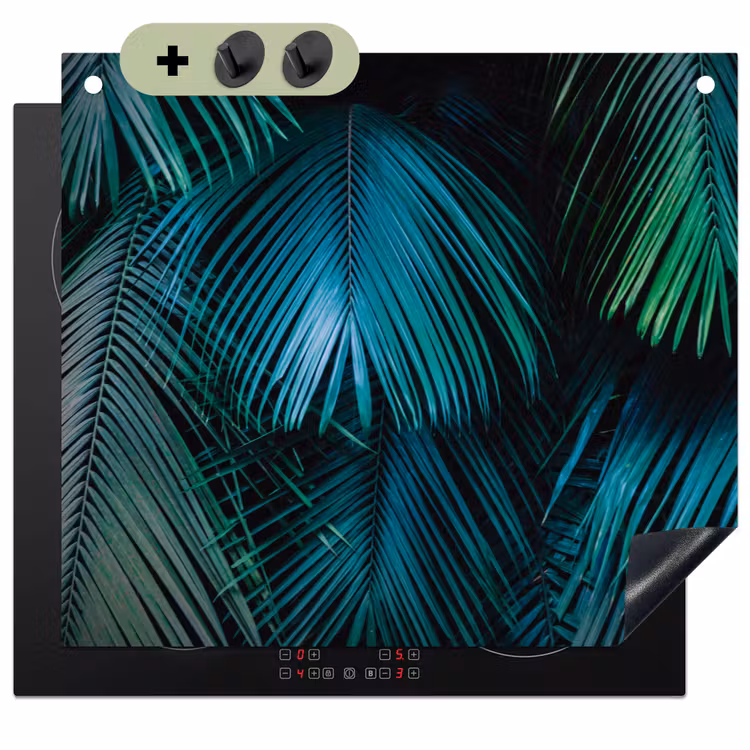 Inductie beschermer - Inductie afdekplaat - Tropical - Jungle - Bladeren - Groen Inductie beschemer met haakjes middel -3d