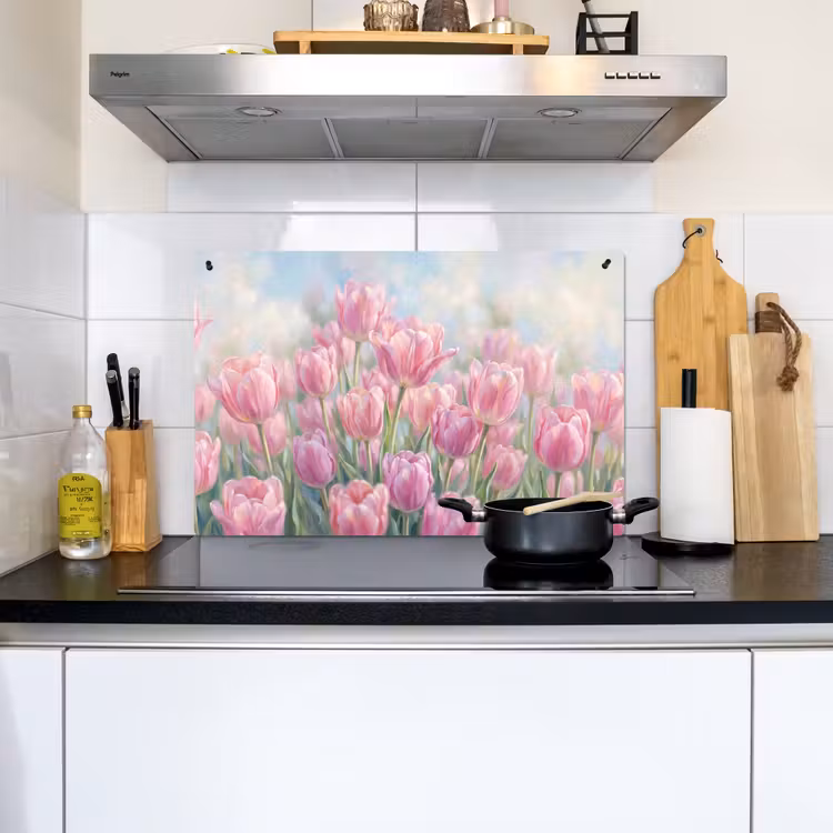 Tulpen - Veld - Lente - Roze Inductie beschemer met haakjes klein -sfeer2