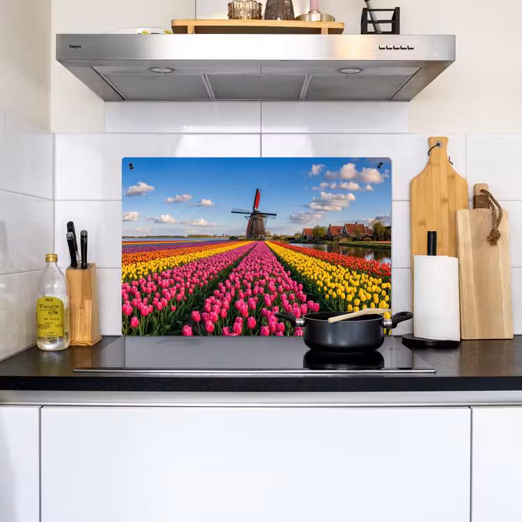 Tulpen - Holland - Molen - Kleurrijk Inductie beschemer met haakjes klein -sfeer2