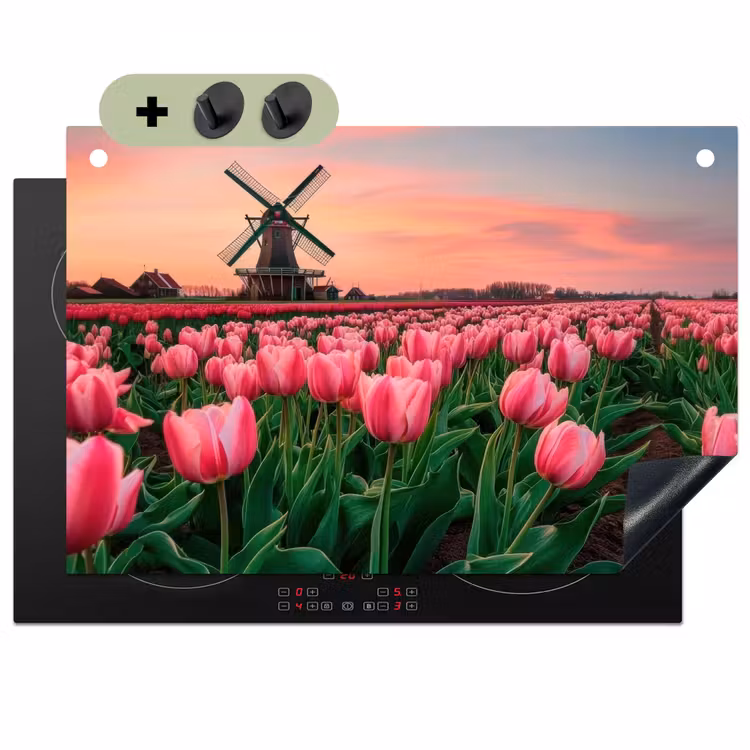 Tulpen - Molen - Nederland Inductie beschemer met haakjes klein -3d