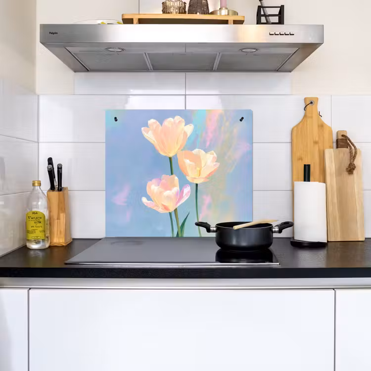 Tulpen - Roze accenten - Blauw Inductie beschemer met haakjes middel -sfeer2