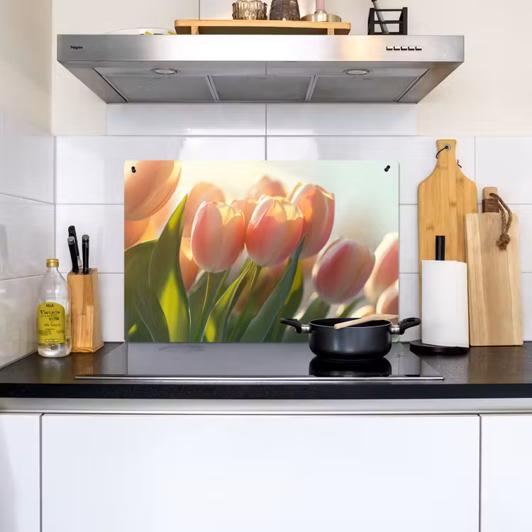 Tulpen - Roze - Zonnestralen Inductie beschemer met haakjes klein -sfeer2