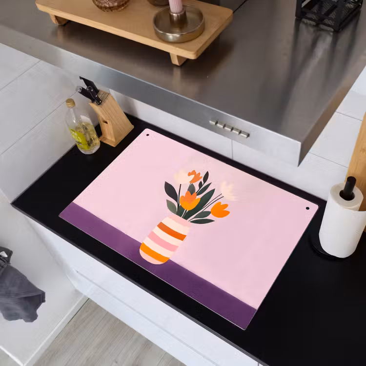 Tulpen - Vaas - Strepen - Paars Inductie beschemer met haakjes klein -sfeer1