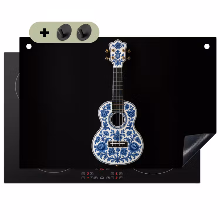 Ukelele - Delfts - Blauw - Muziek Inductie beschemer met haakjes klein -3d