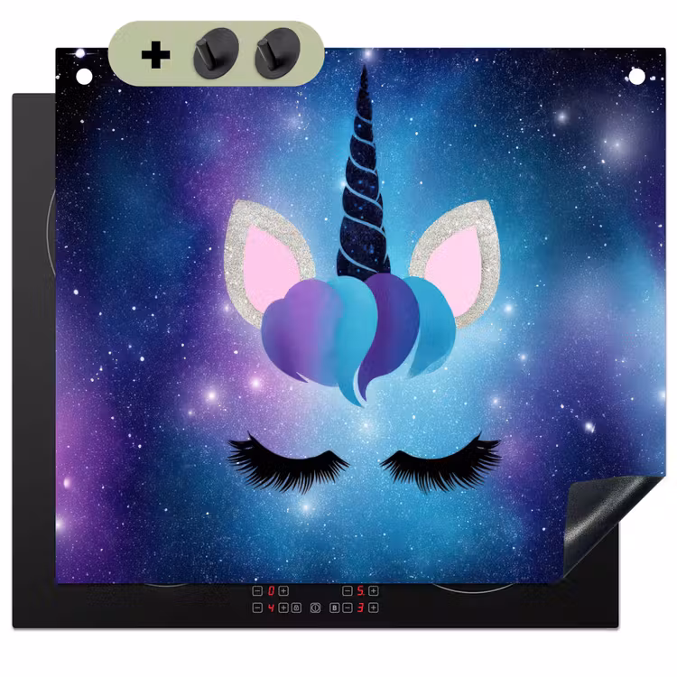 Eenhoorn - Sterren - Magisch - Blauw Inductie beschemer met haakjes middel -3d