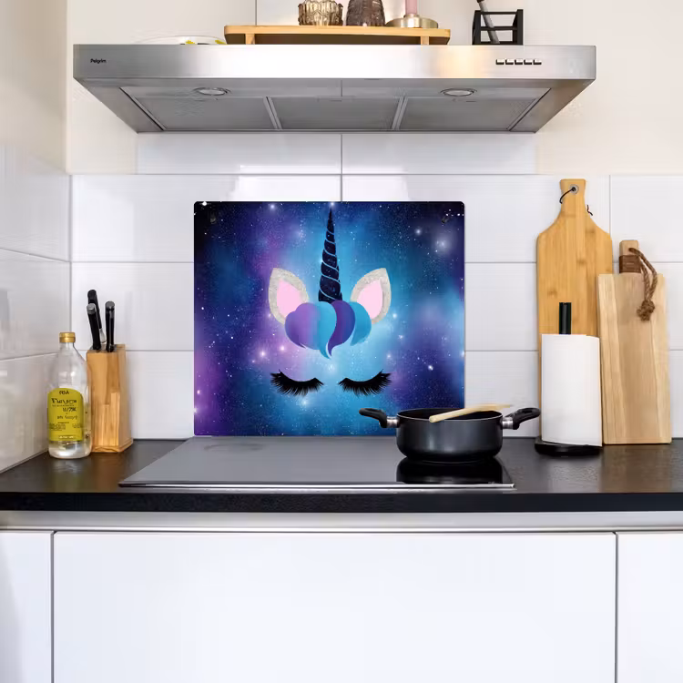 Eenhoorn - Sterren - Magisch - Blauw Inductie beschemer met haakjes middel -sfeer2