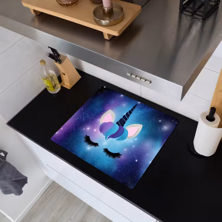 Eenhoorn - Sterren - Magisch - Blauw Inductie beschemer met haakjes middel -sfeer1