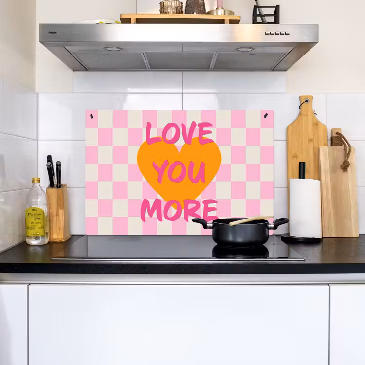Valentijn - Love - Roze - Oranje Inductie beschemer met haakjes klein -sfeer2