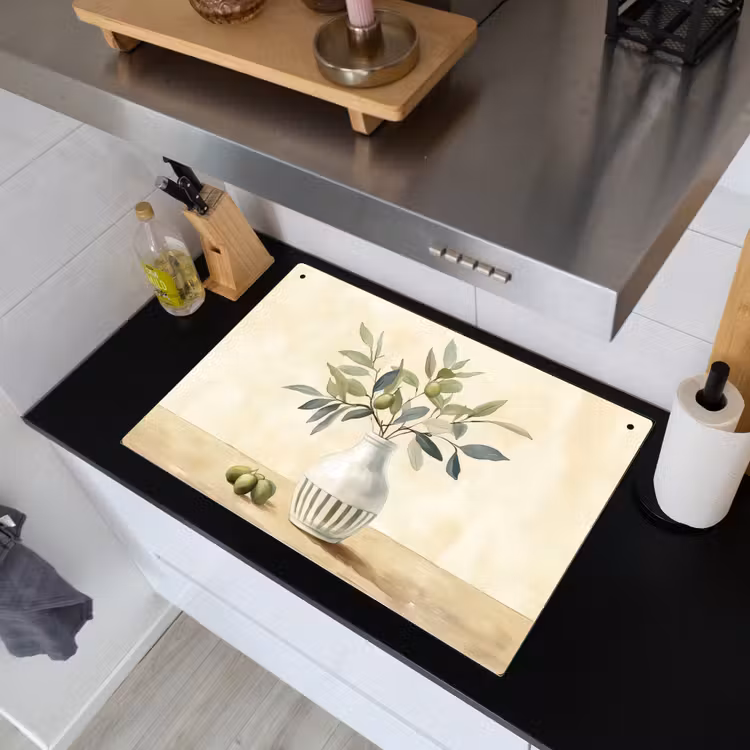 Vaas - Keramiek - Olijftakken Inductie beschemer met haakjes klein -sfeer1