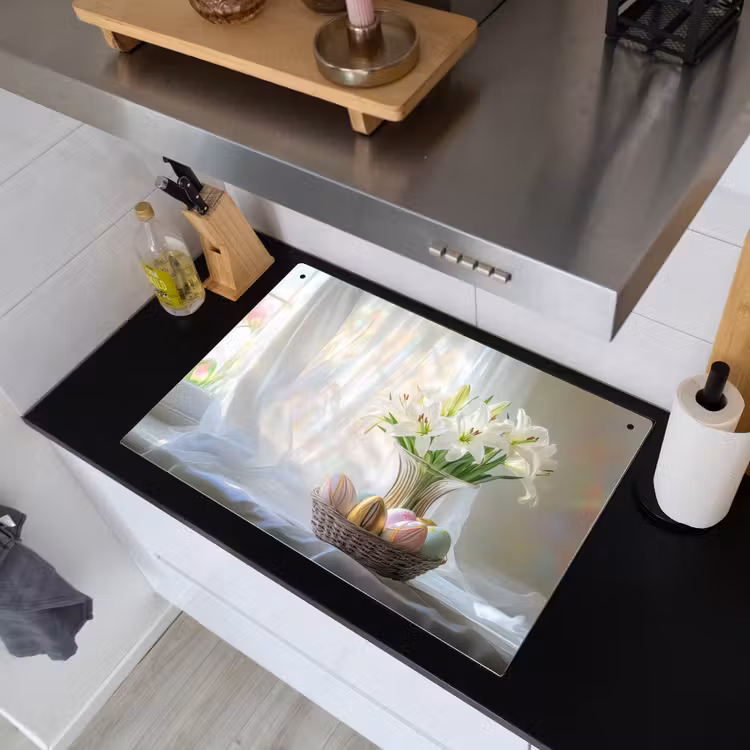 Vaas - Eieren - Bloemen Inductie beschemer met haakjes klein -sfeer1