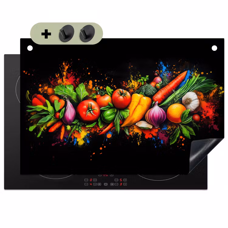 Groente - Eten - Kruiden - Graffiti - Koken Inductie beschemer met haakjes klein -3d