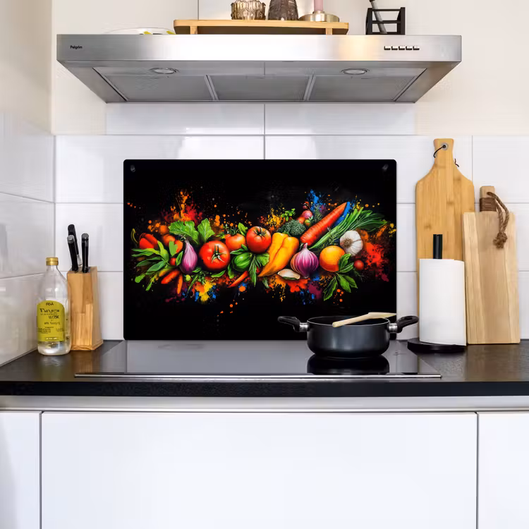 Groente - Eten - Kruiden - Graffiti - Koken Inductie beschemer met haakjes klein -sfeer2