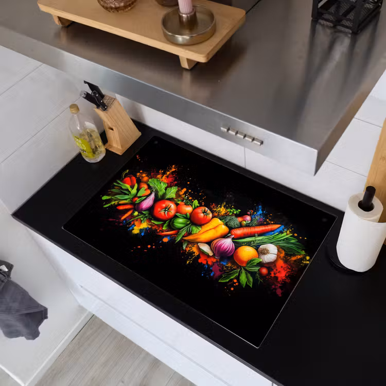 Groente - Eten - Kruiden - Graffiti - Koken Inductie beschemer met haakjes klein -sfeer1