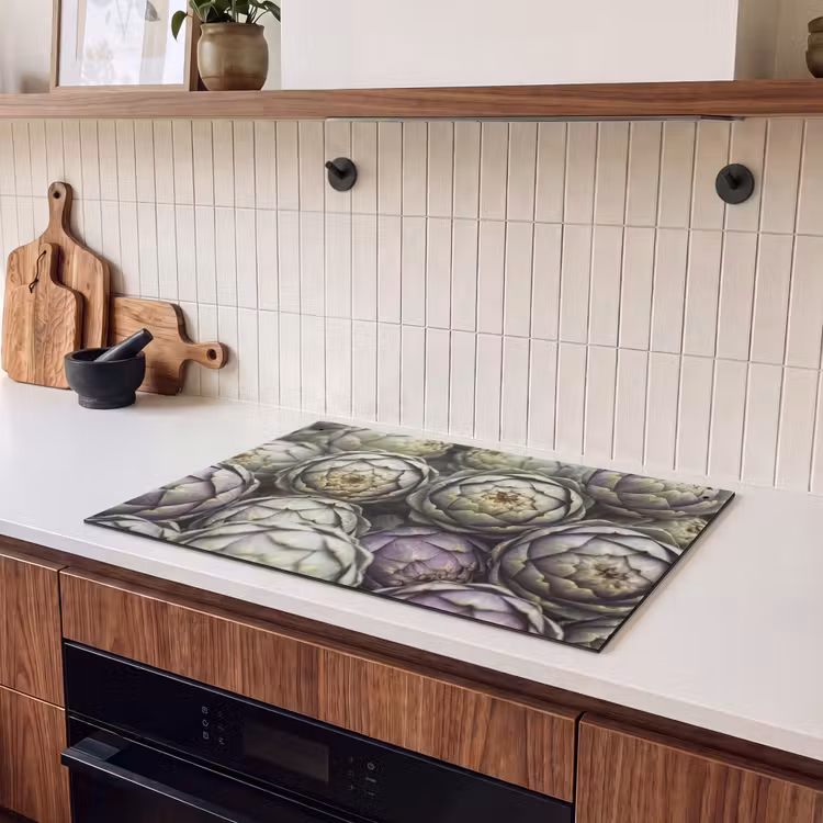 Induction Hob Cover & Splashback (2-in-1) - Vegetables - Fresh - Food - Groenten - Vers - Eten Inductie beschemer met haakjes klein