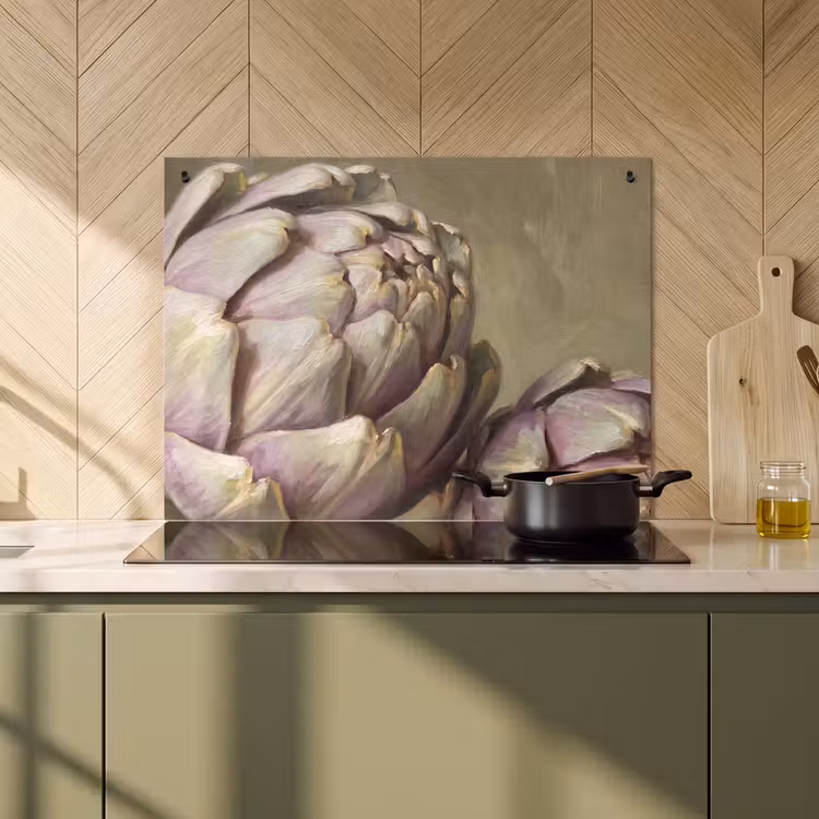Induction Hob Cover & Splashback (2-in-1) - Vegetables - Still Life - Painting - Groente - Stilleven - Schilderij Inductie beschemer met haakjes klein