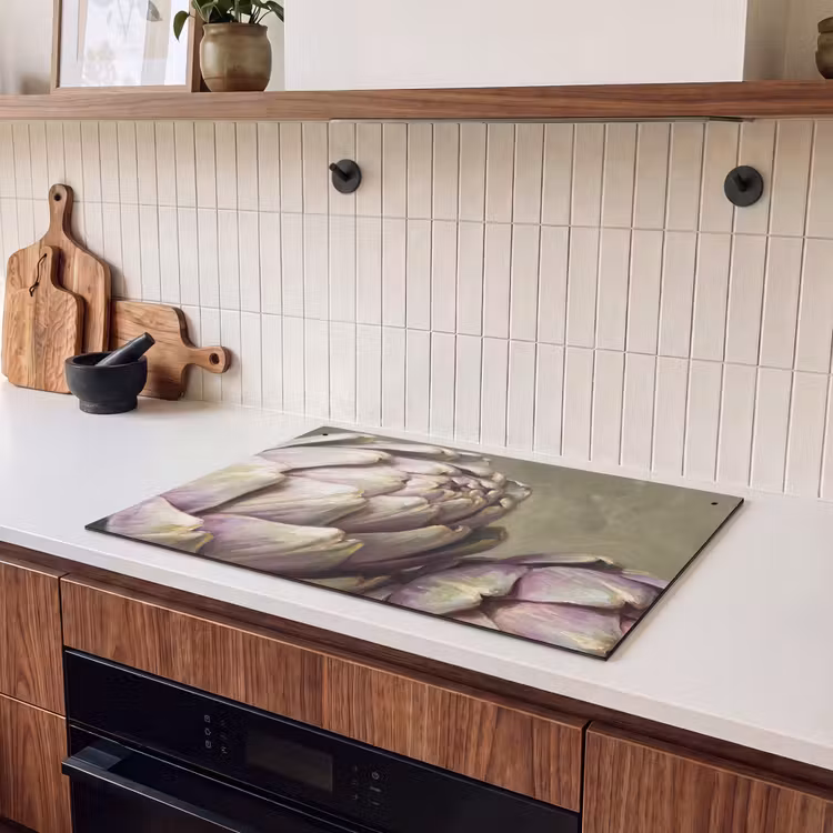 Induction Hob Cover & Splashback (2-in-1) - Vegetables - Still Life - Painting - Groente - Stilleven - Schilderij Inductie beschemer met haakjes klein