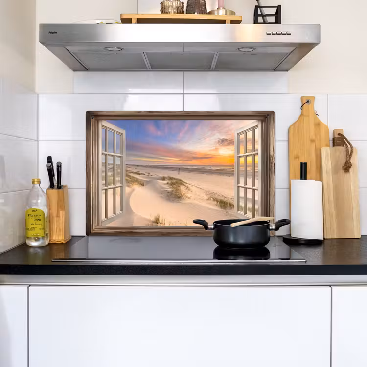 Doorkijk - Strand - Duinen - Natuur - Landschap Inductie beschemer met haakjes klein -sfeer2