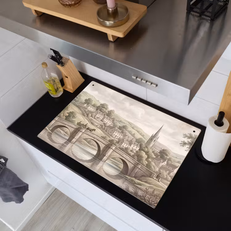 Dorp - Brug - Uitzicht - Groen Inductie beschemer met haakjes klein -sfeer1