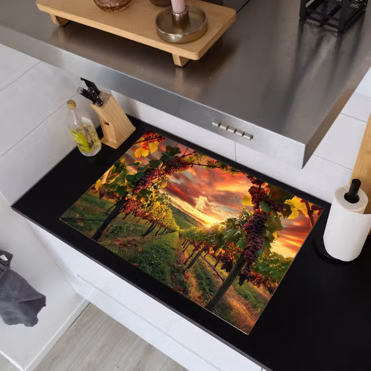 Wijngaard - Druiven - Zonsondergang Inductie beschemer met haakjes klein -sfeer1