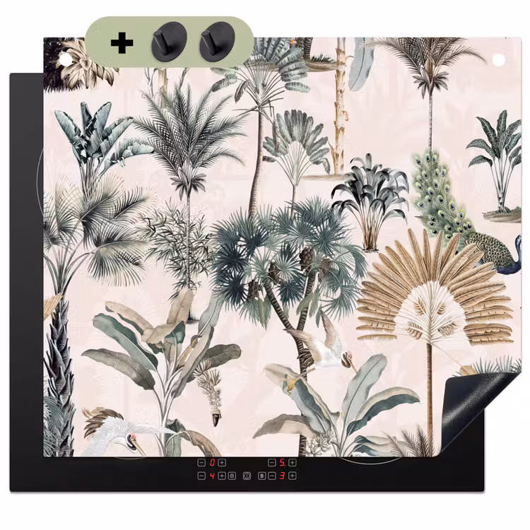 Inductie afdekplaat - Vintage - Jungle - Dieren - Natuur - Inductie beschermer Inductie beschemer met haakjes middel -3d