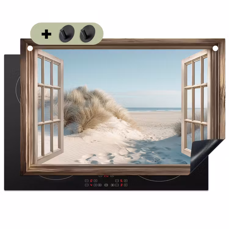 Doorkijk - Helmgras - Duinen - Zee - Landschap Inductie beschemer met haakjes klein -3d
