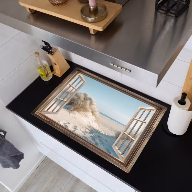 Doorkijk - Helmgras - Duinen - Zee - Landschap Inductie beschemer met haakjes klein -sfeer1