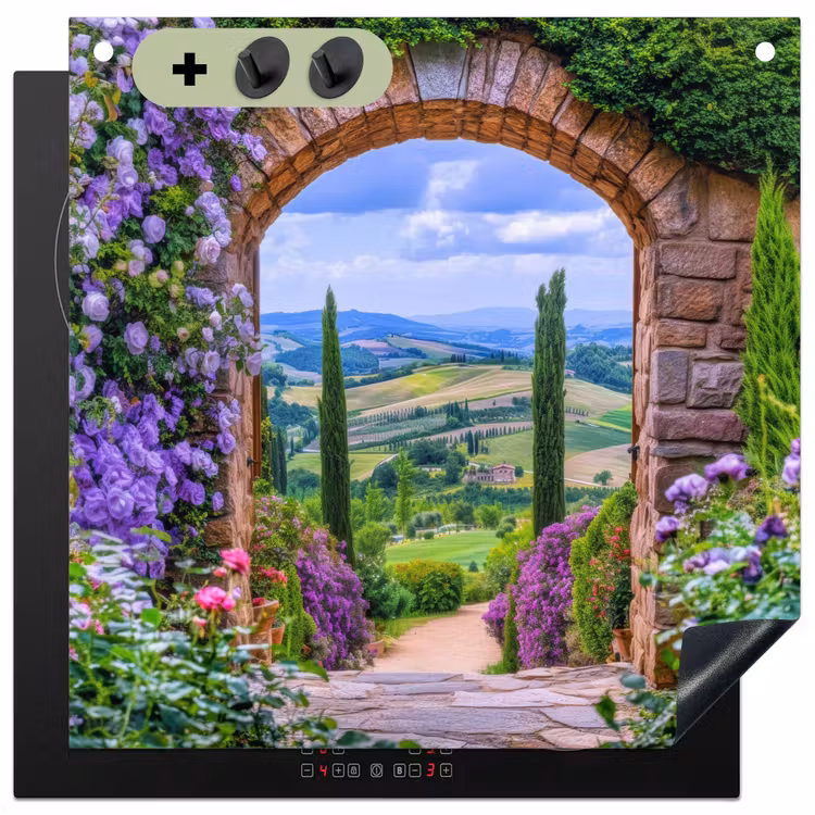 Doorkijk - Toscane - Landschap - Poort Inductie beschemer met haakjes middel -3d