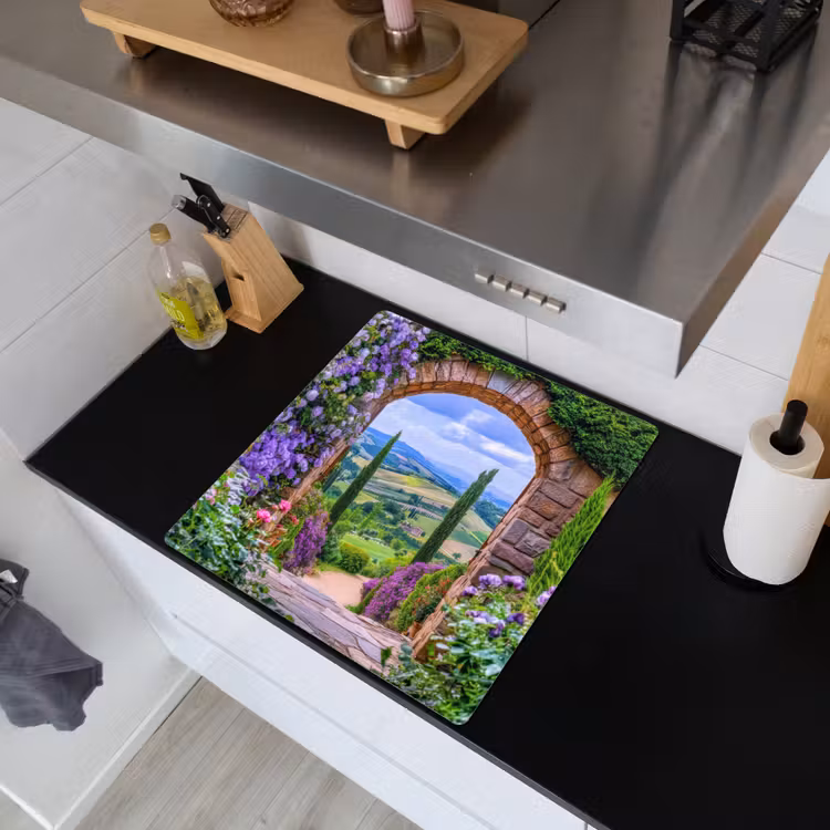 Doorkijk - Toscane - Landschap - Poort Inductie beschemer met haakjes middel -sfeer1