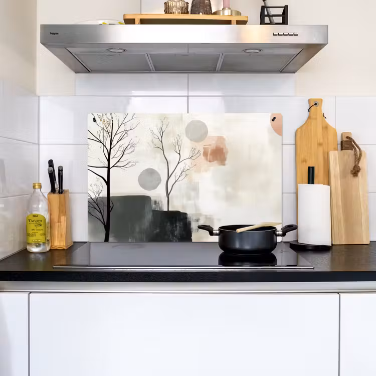 Wabi sabi - Beige - Plant Inductie beschemer met haakjes klein -sfeer2