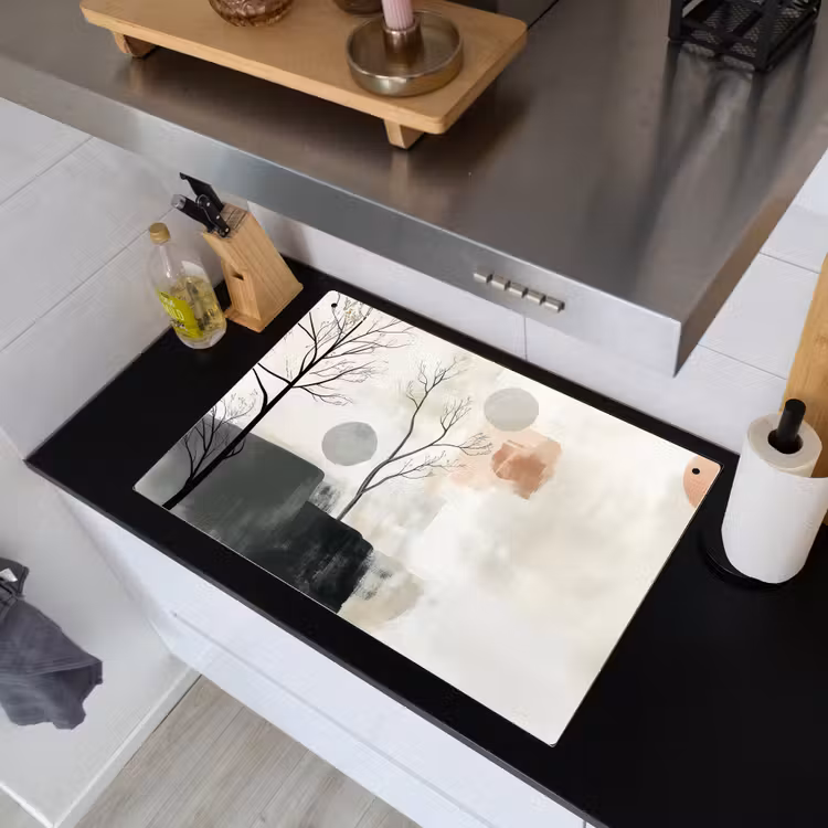 Wabi sabi - Beige - Plant Inductie beschemer met haakjes klein -sfeer1