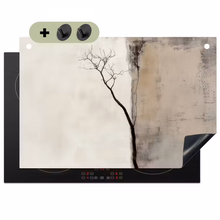 Wabi sabi - Plant - Beige Inductie beschemer met haakjes klein -3d