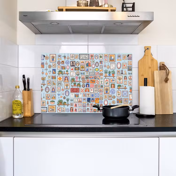 Wanddecoratie - Collectie - Huis - Illustratief - Kleurrijk Inductie beschemer met haakjes klein -sfeer2