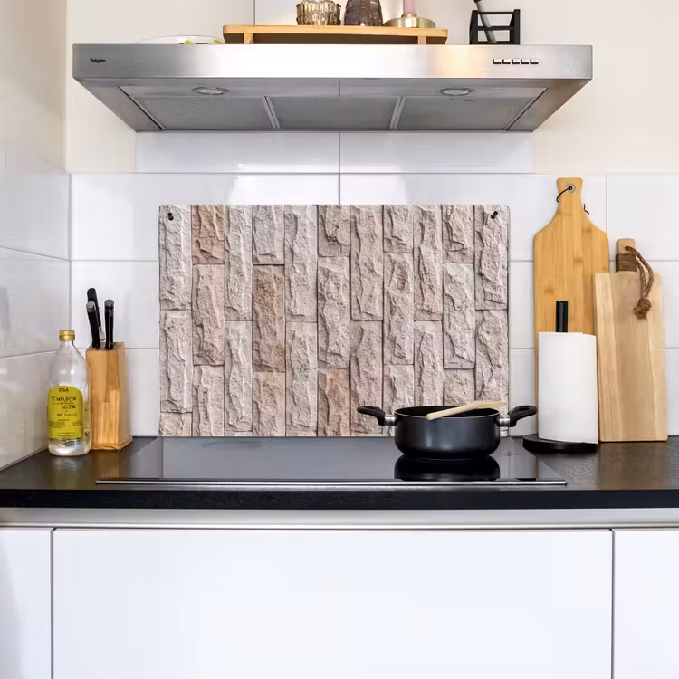 Muur - Steen - Ruw - Beige - Textuur Inductie beschemer met haakjes klein -sfeer2