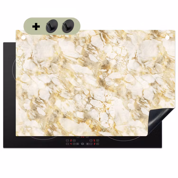 Warm - Gouden - Marmer - Patroon Inductie beschemer met haakjes klein 777 -3d