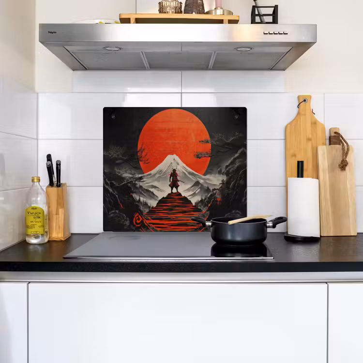 Krijger - Rode trappen - Zon - Berg Inductie beschemer met haakjes middel -sfeer2