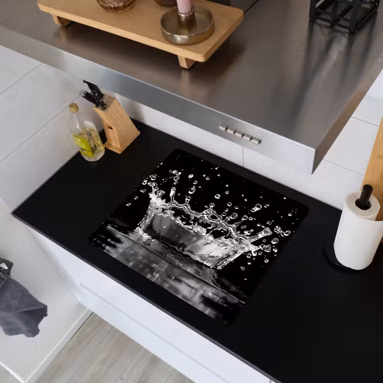 Water - Zwart - Abstract Inductie beschemer met haakjes middel -sfeer1