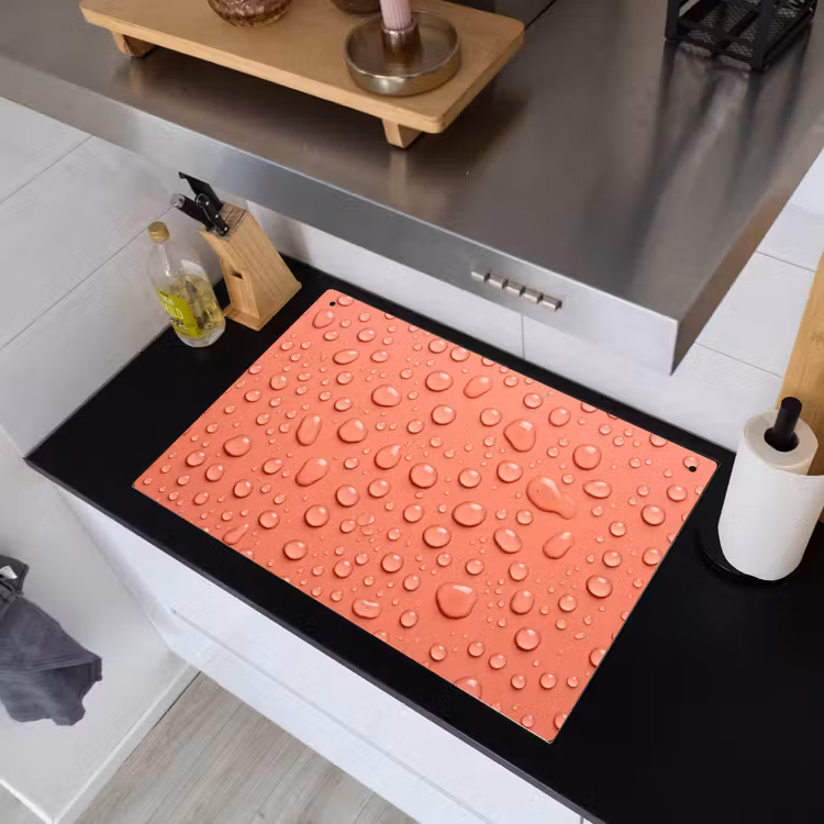 Water - Druppels - Roze Inductie beschemer met haakjes klein -sfeer1