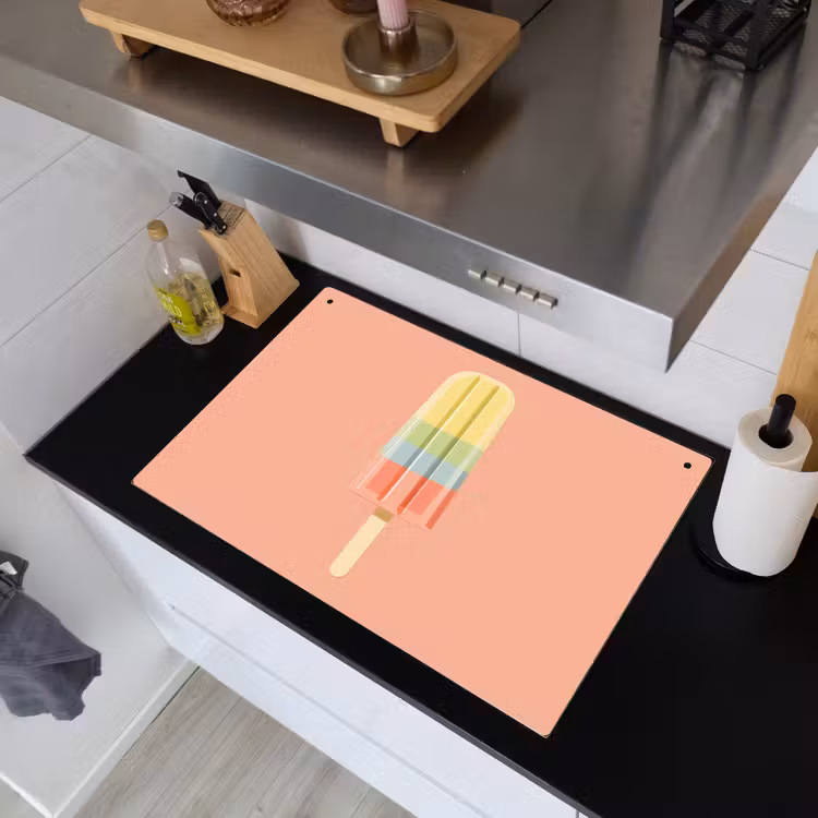 Waterijsje - Pasteltinten - Minimalistisch Inductie beschemer met haakjes klein -sfeer1